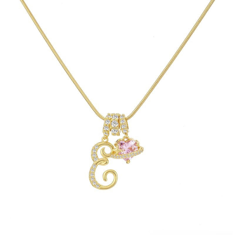 “Celestial Initial” Gold Plated Brass Alphabet Pendant Necklace