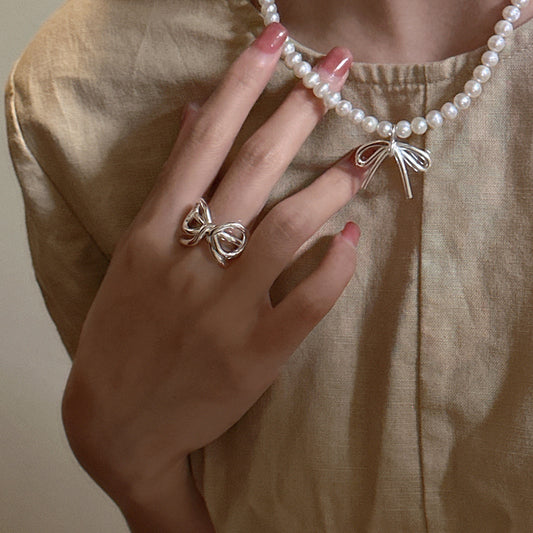 "Bow Elegance" 925 Sterling Silver Jewelry Set