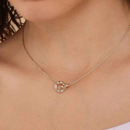 “Luna Loop” 925 Sterling Silver Pavé Circle Pendant Necklace