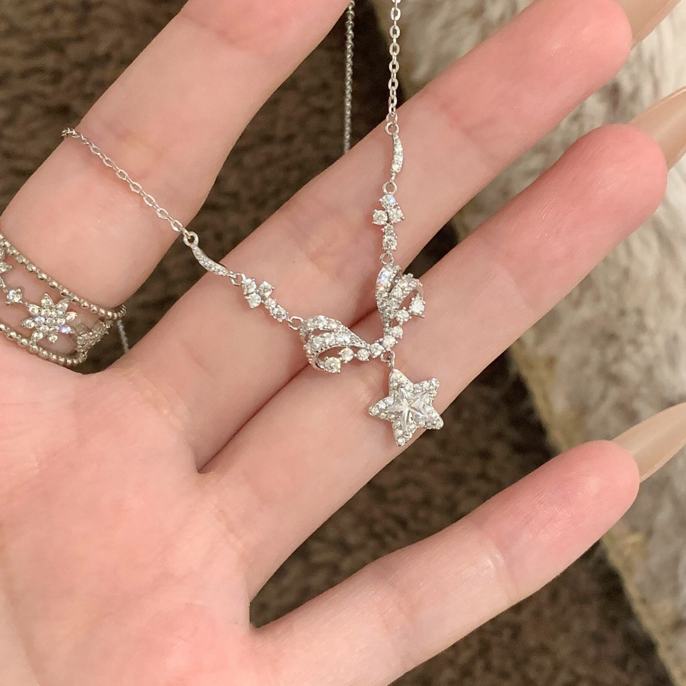 Stellar Winglight 925 Sterling Silver Star Wing Necklace