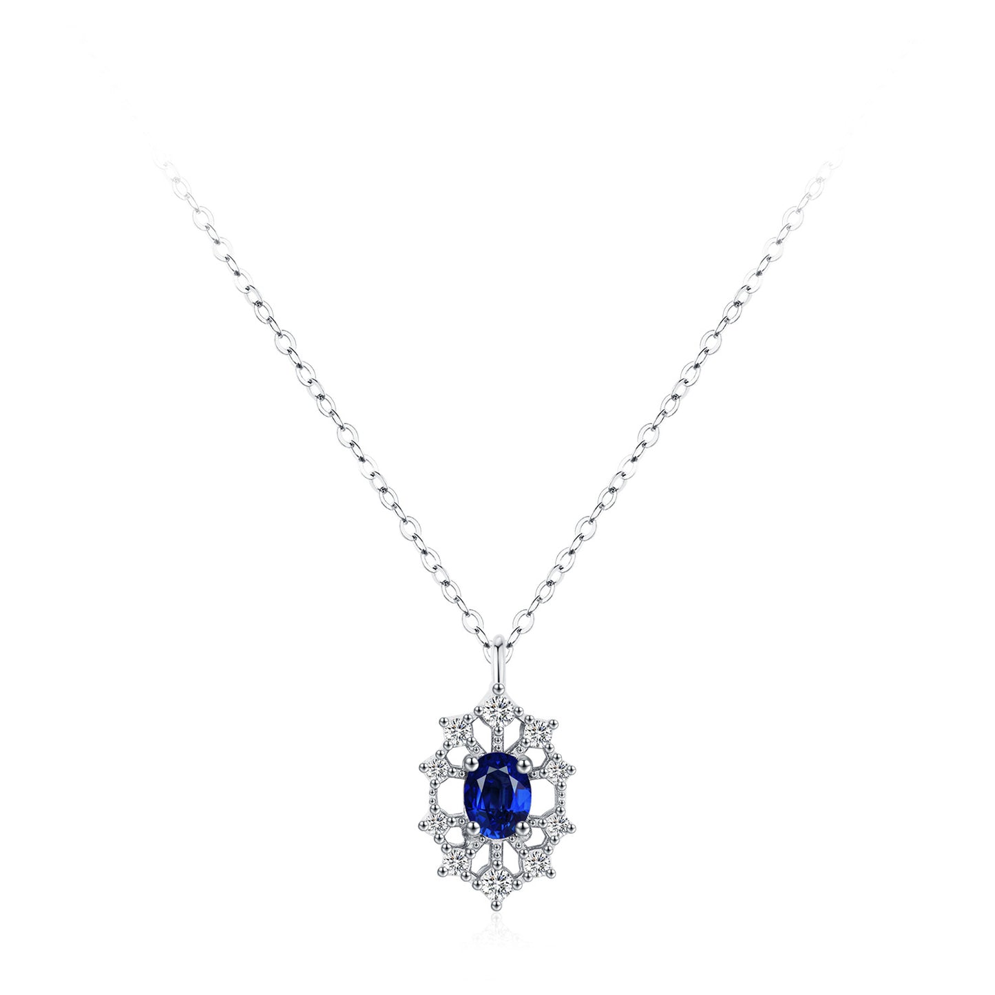 “Royal Solstice” 925 Sterling Silver Sapphire Halo Jewelry Set