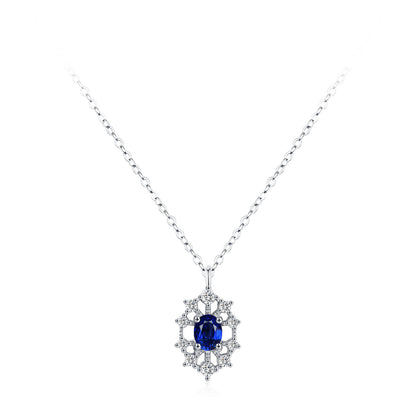 “Royal Solstice” 925 Sterling Silver Sapphire Halo Jewelry Set