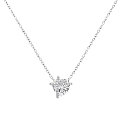 “Heartbound Promise” 925 Sterling Silver 5A Cubic Zirconia Heart Necklace & Ring Set