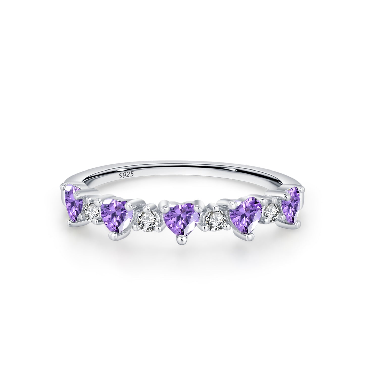 “Rainbow Crush” 925 Sterling Silver Heart Ring