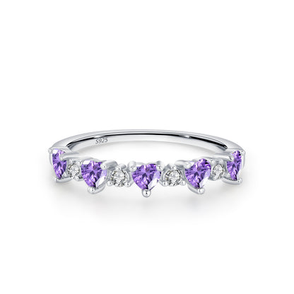 “Rainbow Crush” 925 Sterling Silver Heart Ring