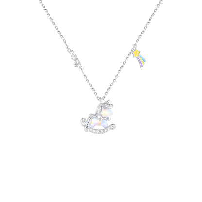 “Aurora Dream Pony” S925 Sterling Silver Unicorn Necklace
