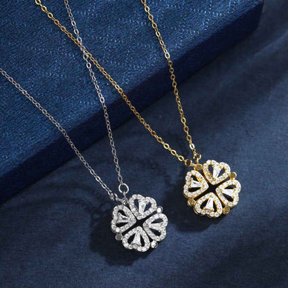“Lucky Morph” 925 Sterling Silver Convertible Clover & Heart Necklace
