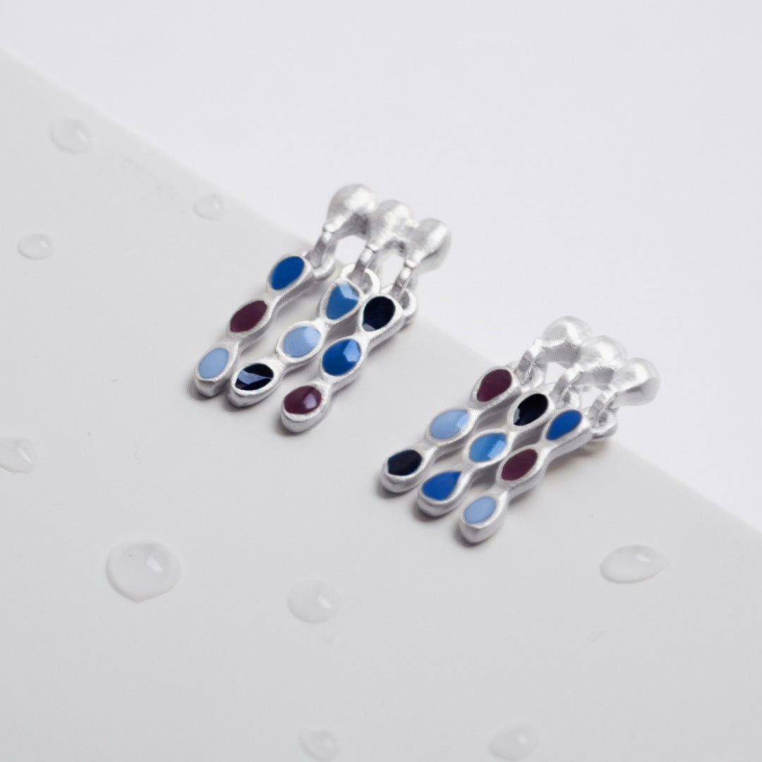 Prism Drop 18K Gold-Plated Brass Enamel Tassel Stud Earrings