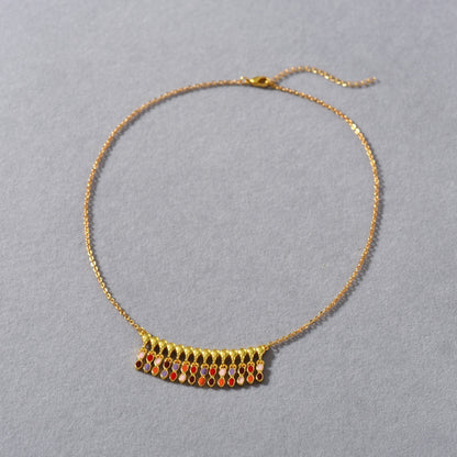 Prism Fringe 18K Gold-Plated Brass Enamel Tassel Necklace