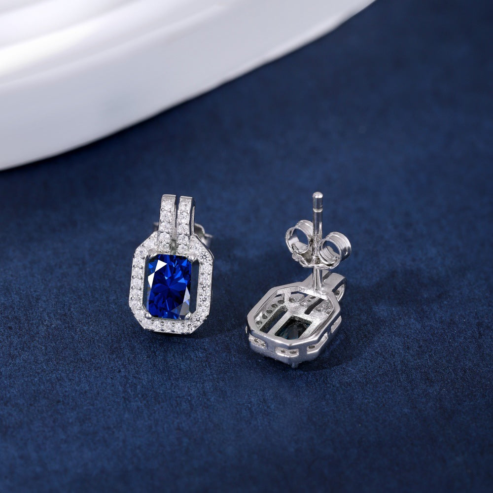 “Sugar Halo” S925 Sterling Silver Hollow Rectangular Stud Earrings