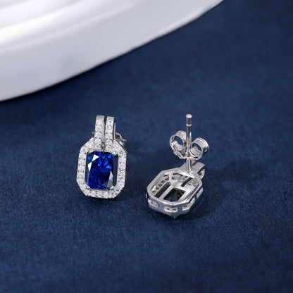 “Sugar Halo” S925 Sterling Silver Hollow Rectangular Stud Earrings