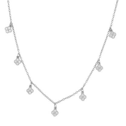 “Petite Clover Rain” 925 Sterling Silver Dainty Four-Leaf Pendant Necklace