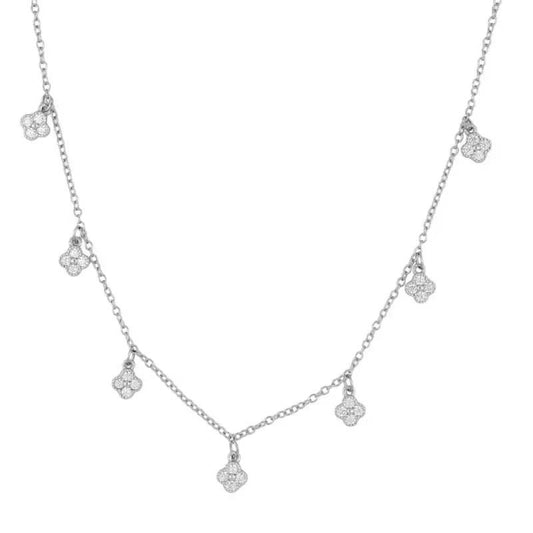 “Petite Clover Rain” 925 Sterling Silver Dainty Four-Leaf Pendant Necklace