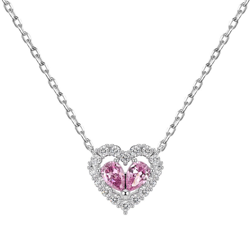 "Twin Hearts" 925 Sterling Silver Heart-Cut Zircon Jewelry Set