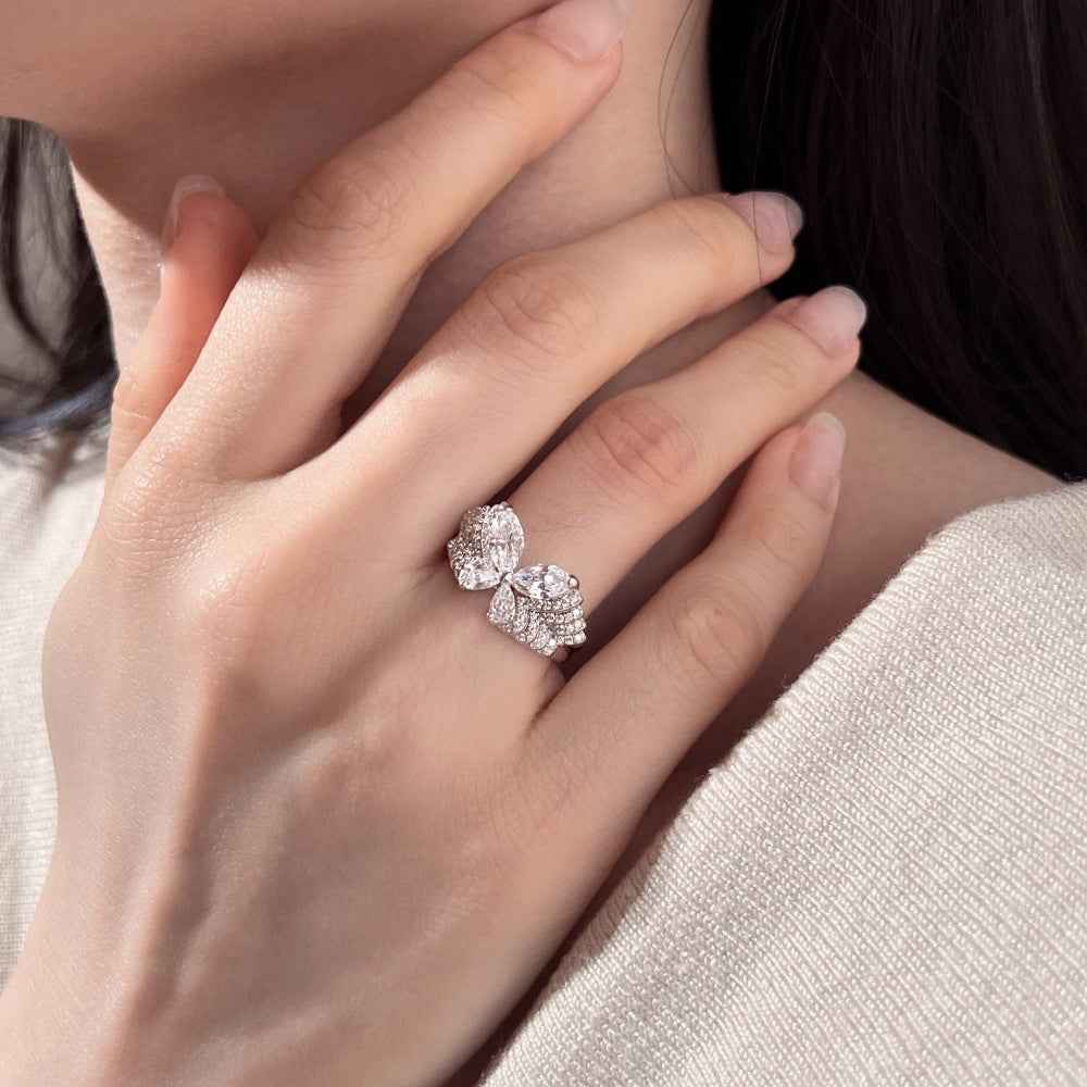 “Celestial Flutter” 925 Sterling Silver Marquise Butterfly Zircon Ring