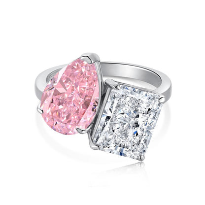 "Strahlendes Duo" 925 Sterling Silber Ring 