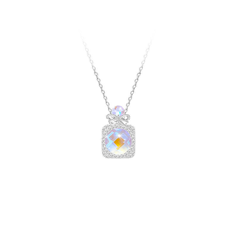 “Aurora Perfume” S925 Sterling Silver Iridescent Perfume Bottle Necklace