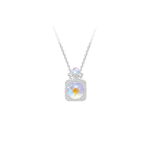“Aurora Perfume” S925 Sterling Silver Iridescent Perfume Bottle Necklace