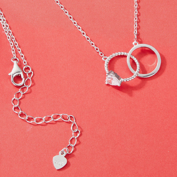 “Celeste Bond” S925 Sterling Silver Double Ring Pendant Necklace