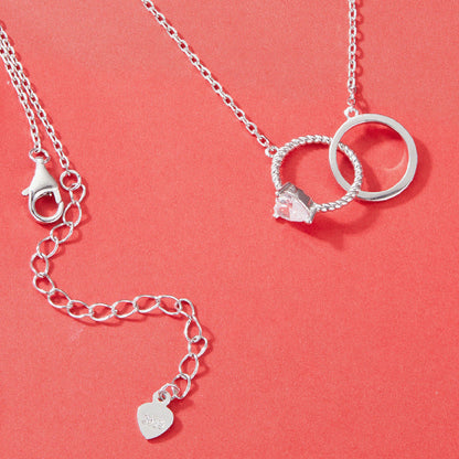 “Celeste Bond” S925 Sterling Silver Double Ring Pendant Necklace