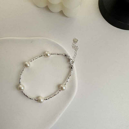 "Silvered Pearl" 925 Sterling Silver Freshwater Pearl Necklace & Bracelet