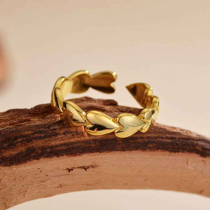 "Linked Hearts" 925 Sterling Silver Open Heart Ring