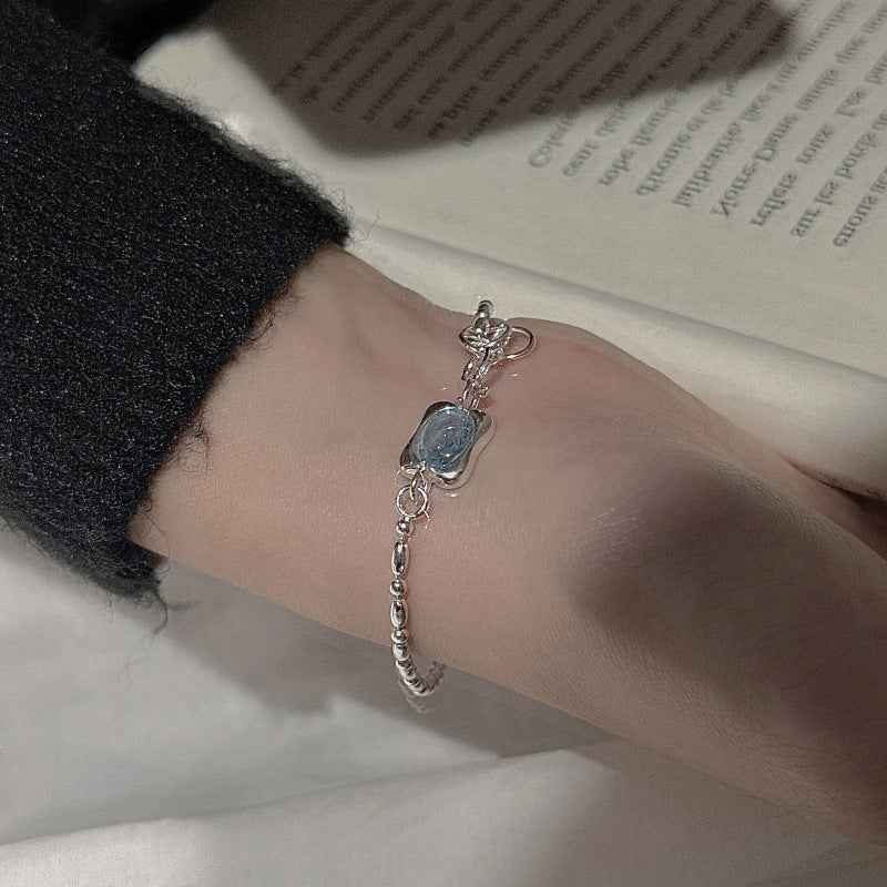 "Ocean Pillow" 925 Sterling Silver Aquamarine-Blue Jewelry Set