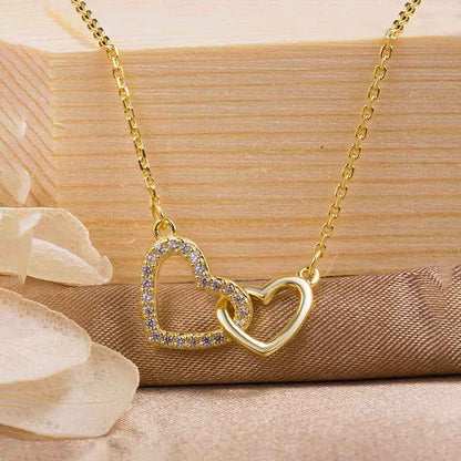 “Linked Hearts” 925 Sterling Silver Double Heart Necklace