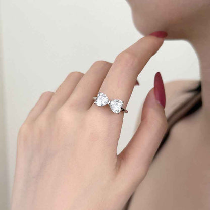 “Twin Devotion” 925 Sterling Silver Double Heart Ring