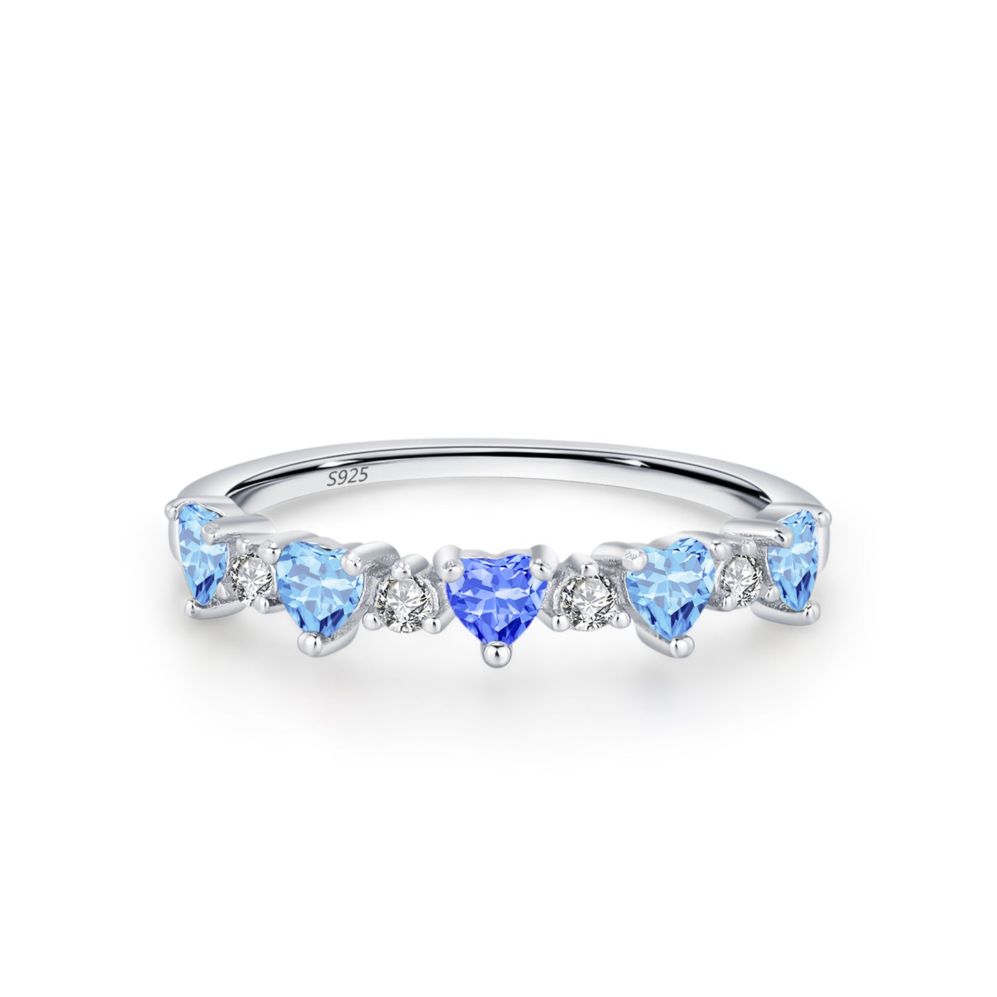 “Rainbow Crush” 925 Sterling Silver Heart Ring