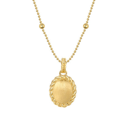 "Golden Weave" 925 Sterling Silver Brushed Oval Necklace & Stud Earring Set