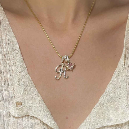 “Celestial Initial” Gold Plated Brass Alphabet Pendant Necklace