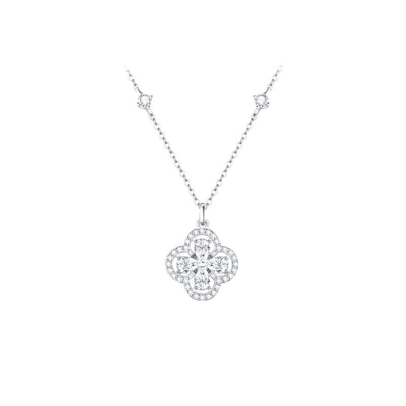 “Lucky Spin Clover” 925 Sterling Silver Rotating Clover Necklace