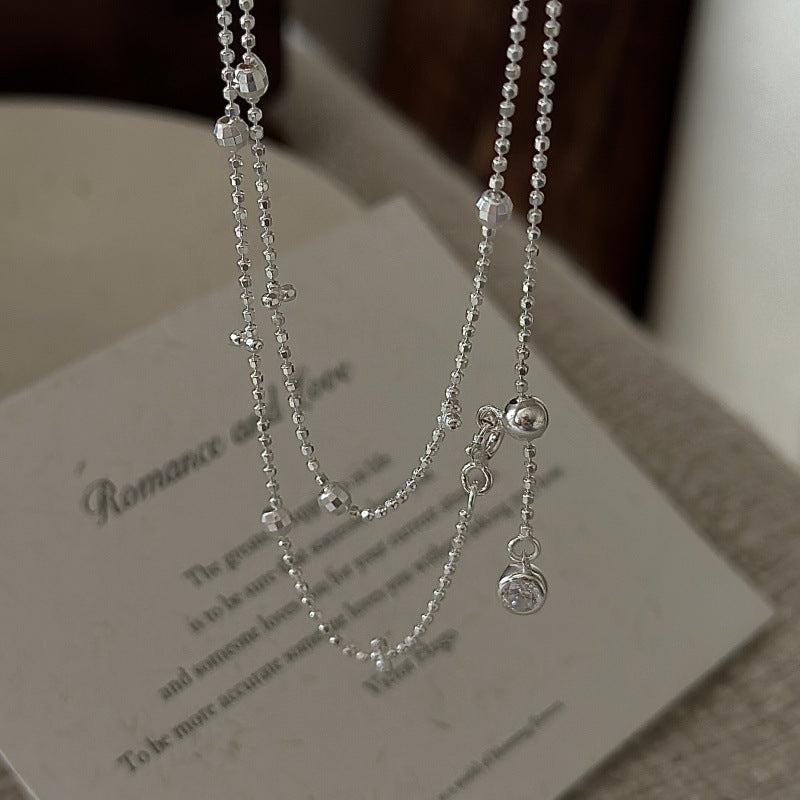 “Lumière Layer” S925 Sterling Silver Layered Bead Long Necklace