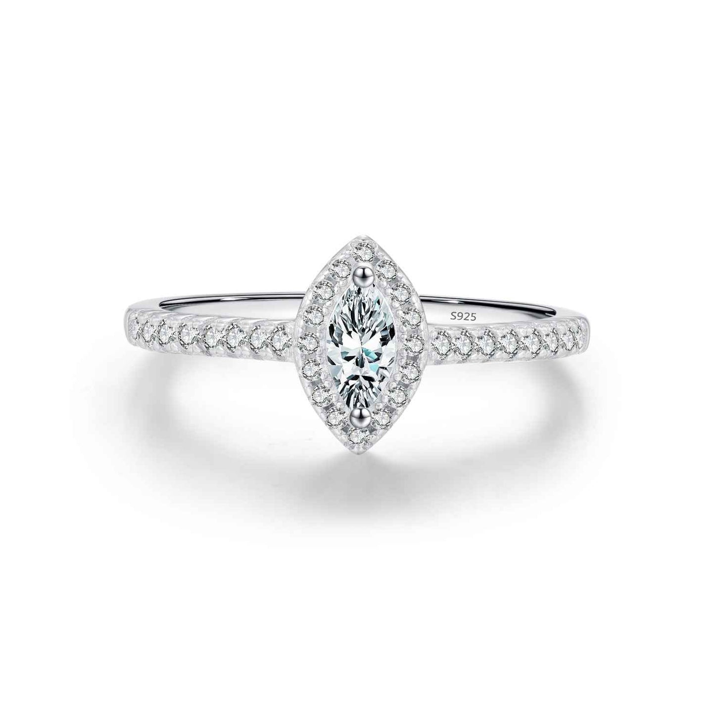 “Marquise Halo” 925 Sterling Silver Pavé Ring