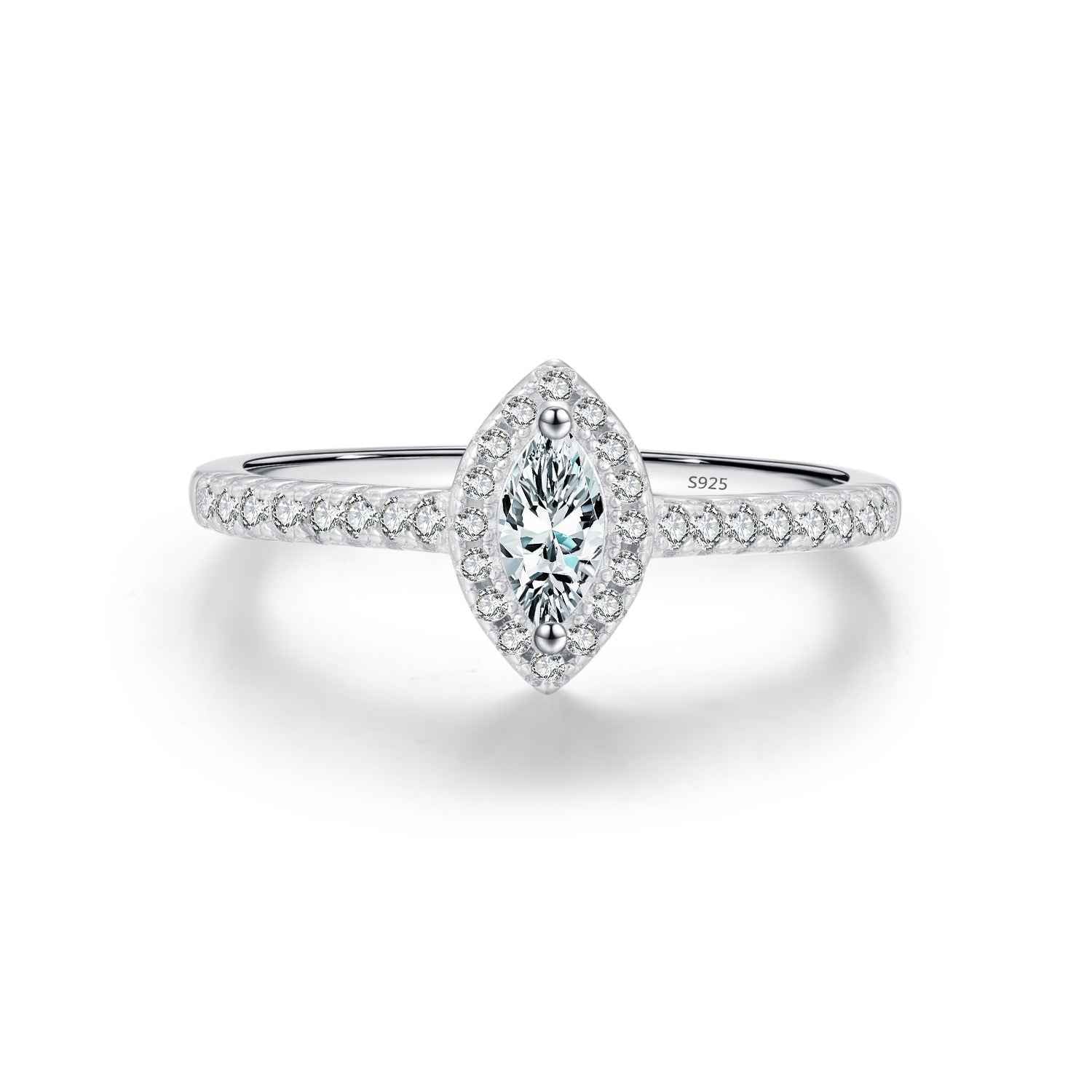 “Marquise Halo” 925 Sterling Silver Pavé Ring