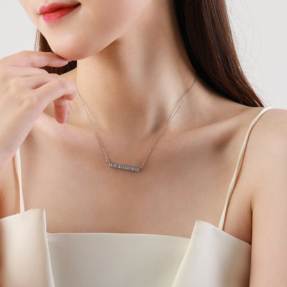 “Sugar Bar Shine” 925 Sterling Silver Baguette Zircon Necklace