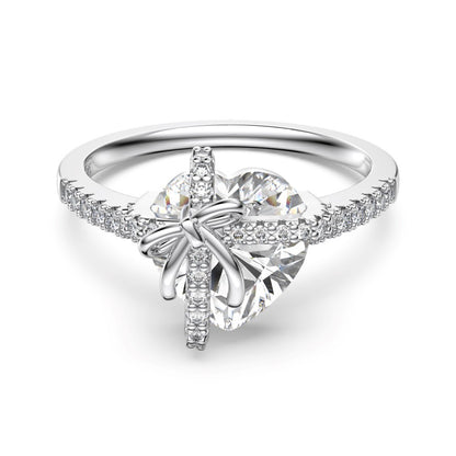 “Heartbound Promise” 925 Sterling Silver 5A Cubic Zirconia Heart Necklace & Ring Set