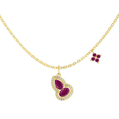 “Crimson Gourd” S925 Sterling Silver Double Drop Necklace
