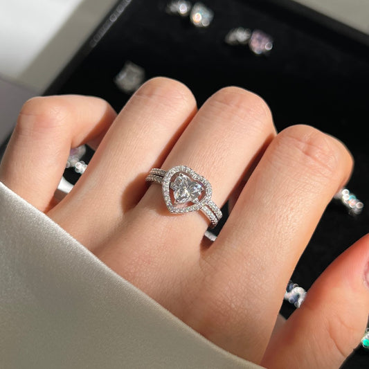 「ハートデュエット」925スターリングシルバースタッカブルリングセット