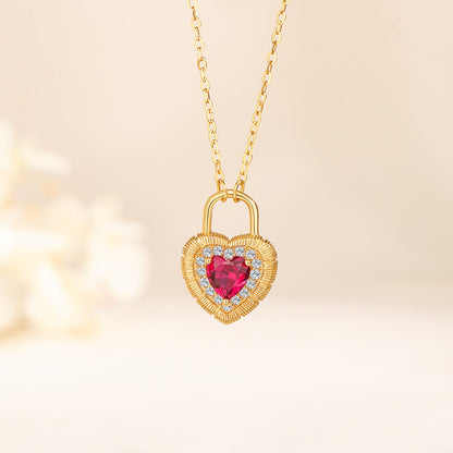 “Royal Heart Lock” S925 Sterling Silver Vintage Heart Lock Necklace