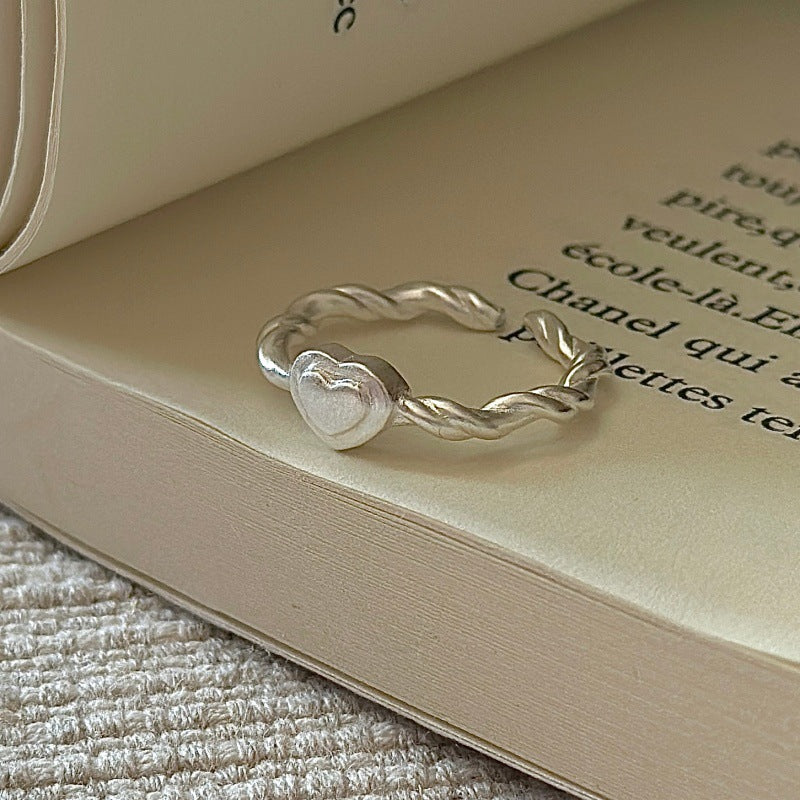 “Tender Heart” 925 Sterling Silver Open Heart Rope Ring – Monet Crystal