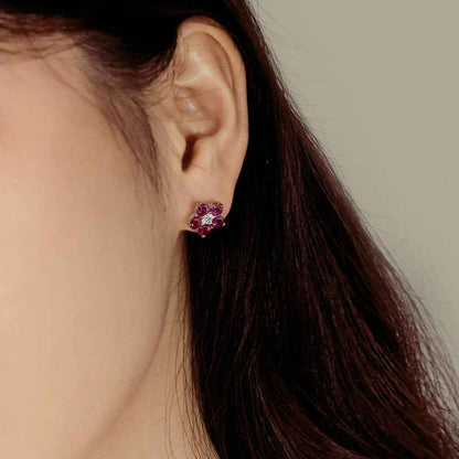 “Dopamine Blossom” S925 Sterling Silver Crystal Flower Stud Earrings