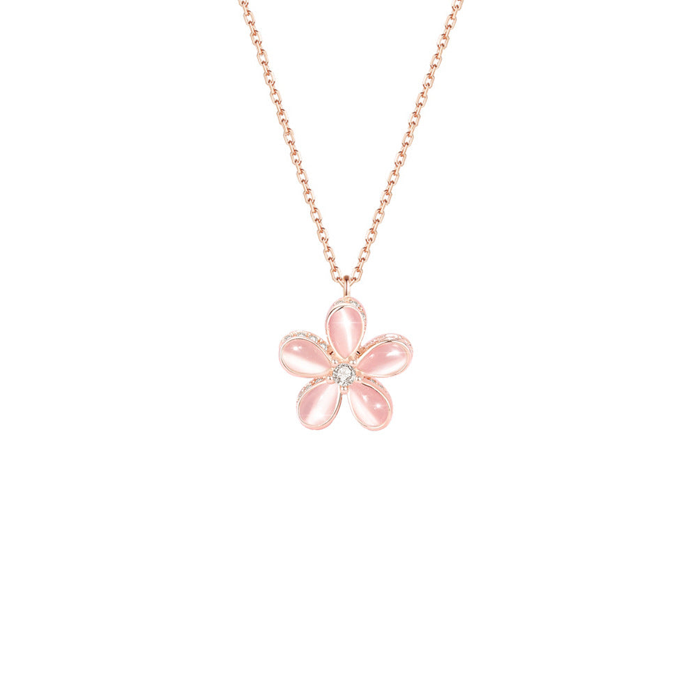 Luna Bloom Spin 925 Sterling Silver Rotating Flower Necklace