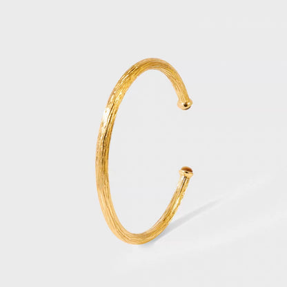 Tiger’s Gaze 18K Gold-Plated Brass Tiger Eye Open Cuff