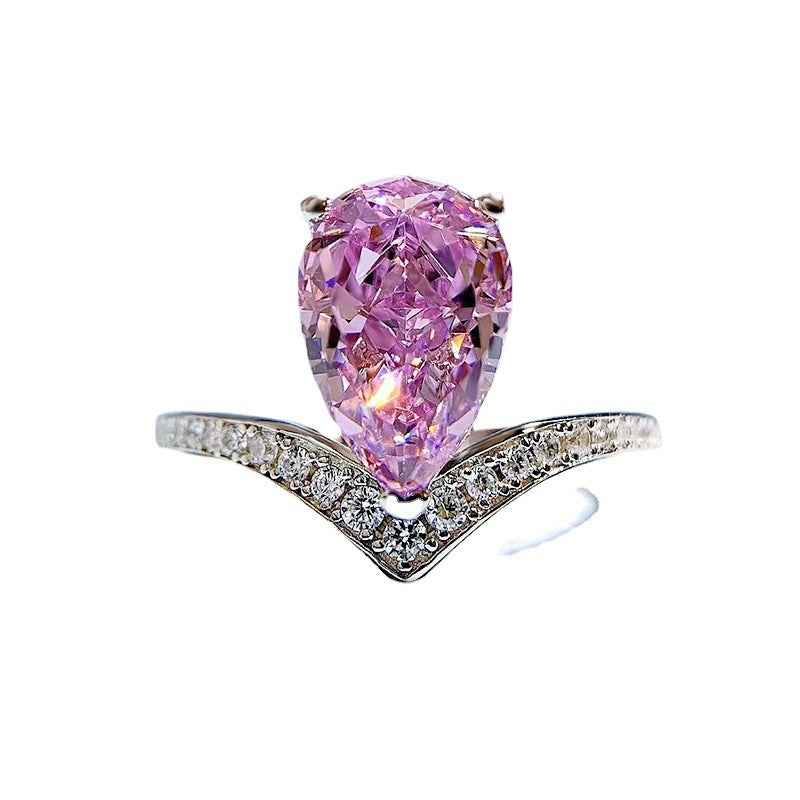 "Luminous Teardrop" 925 Sterling Silver Pear-Cut Ring