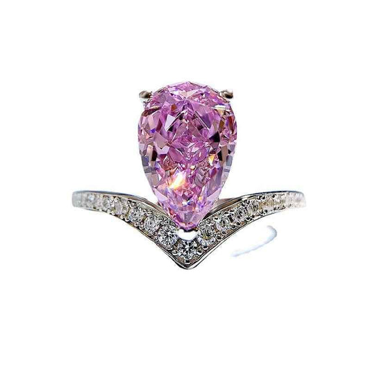 "Luminous Teardrop" 925 Sterling Silver Pear-Cut Ring
