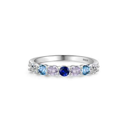 “Celeste Row” 925 Sterling Silver Round Multi-Stone Band Ring