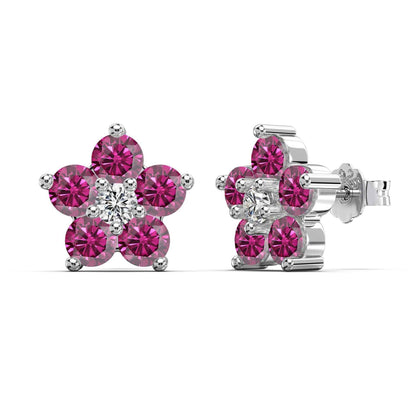 “Dopamine Blossom” S925 Sterling Silver Crystal Flower Stud Earrings