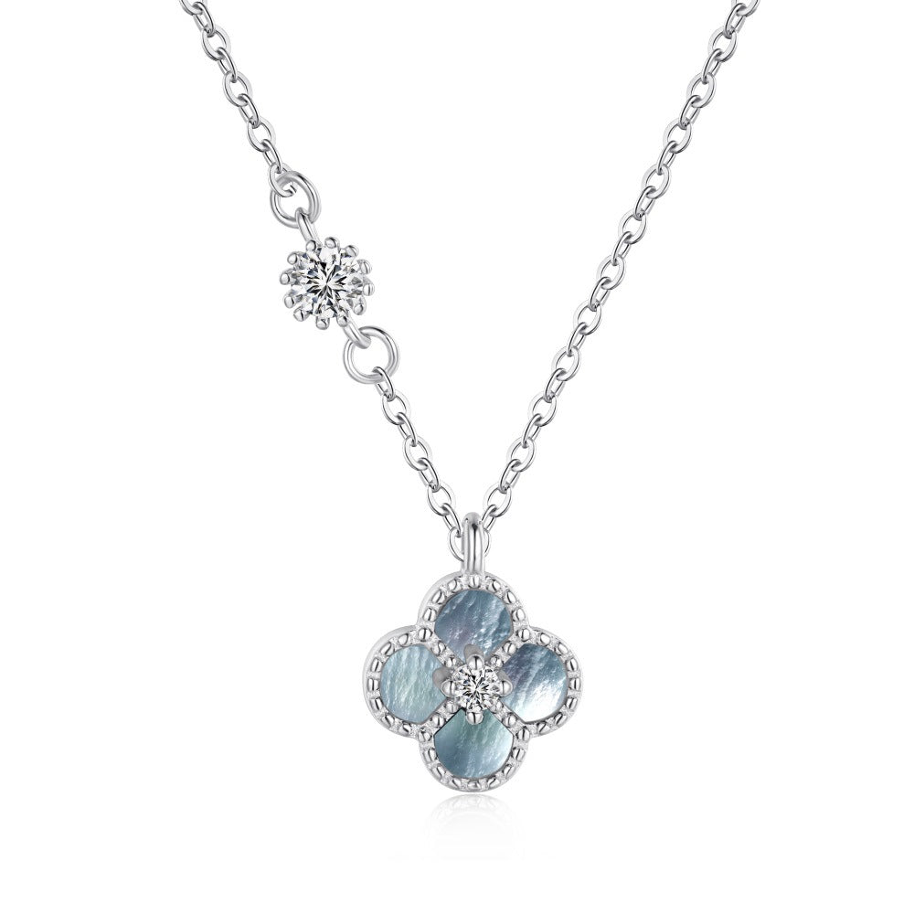 "Mist Petals" 925 Sterling Silver Mother-of-Pearl Clover Jewelry Set